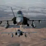 Dos cazas F-18 durante unas maniobras