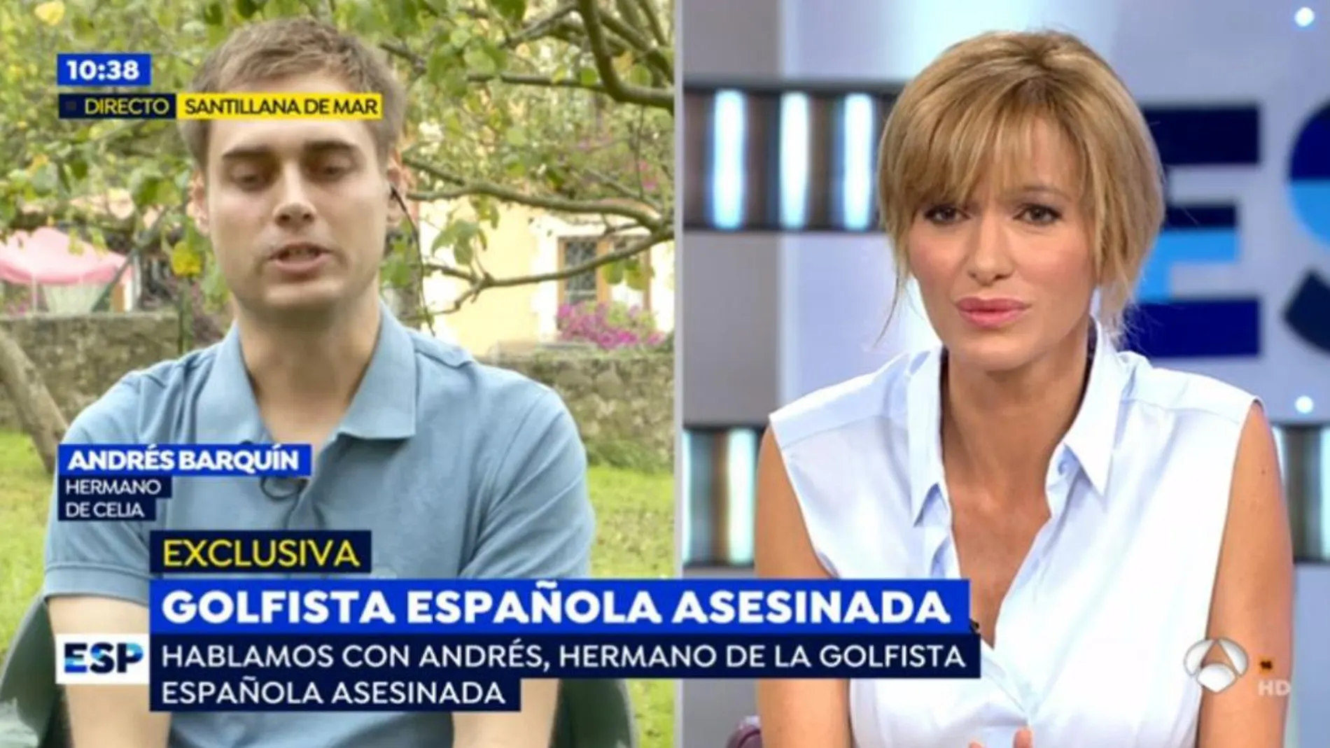Susanna Griso no puede contener las lágrimas al hablar con el hermano de la golfista española asesinada