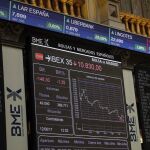 Paneles informativos de la Bolsa de Madrid