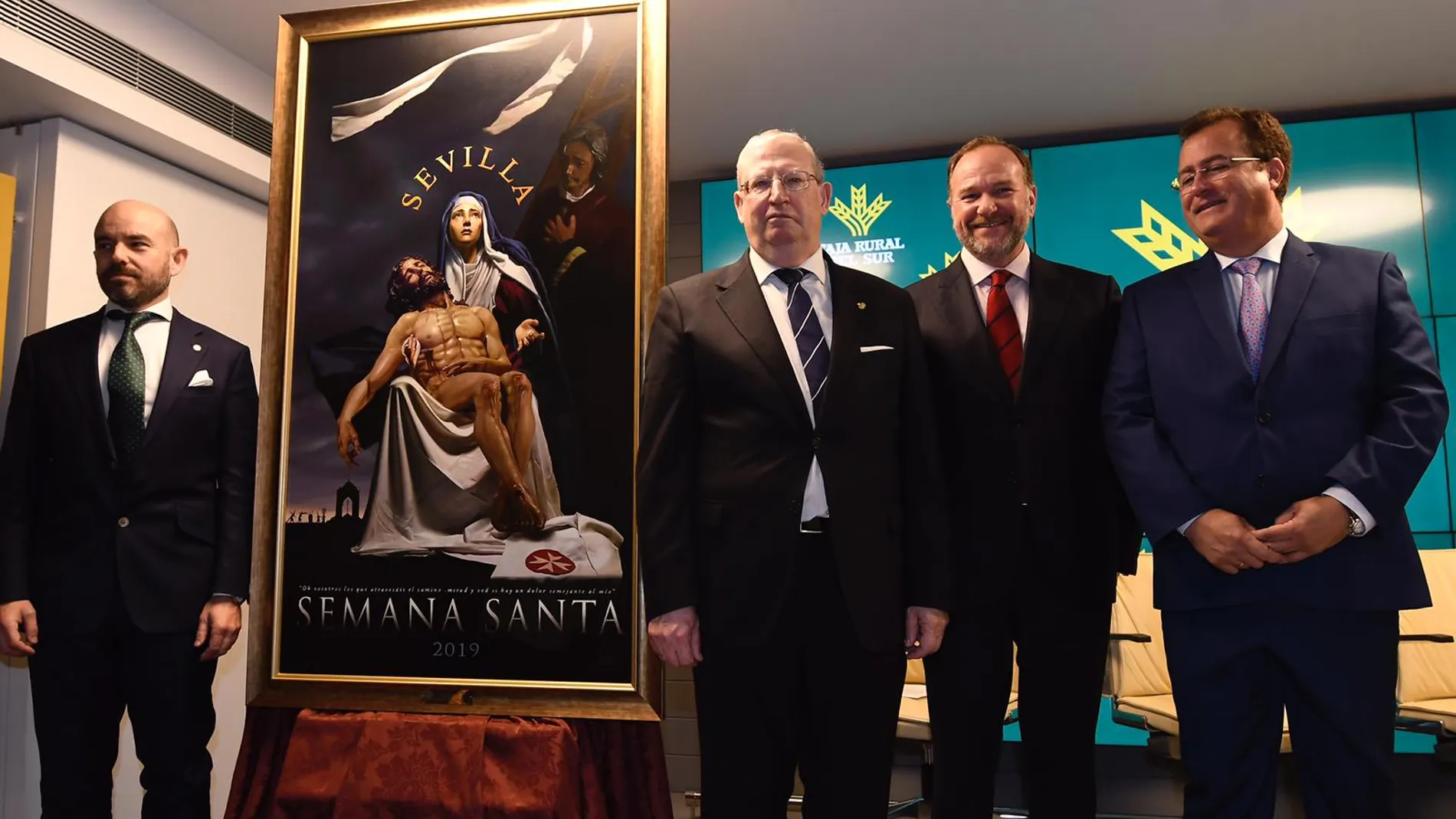 Fernando Vaquero, Francisco Vélez, José Luis García Palacios y Juan Carlos Cabrera, tras la presentación del cartel