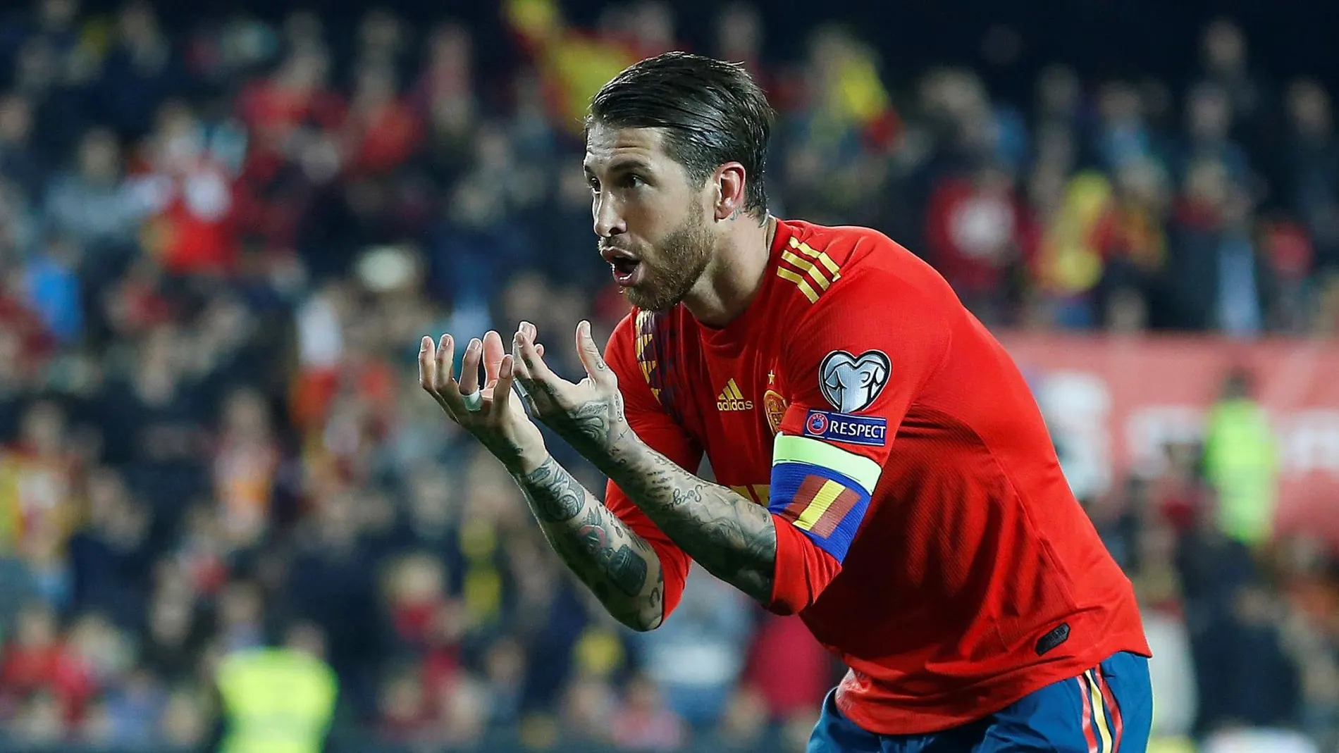 Sergio Ramos celebra el gol de la victoria