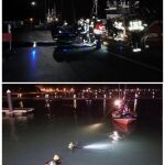 Trabajos de los servicios rescate en el Puerto Deportivo de Laredo