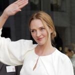 Las celebridades se reunieron de la mano de Dior para festejar la primavera en el American Ballet. En la imagen, Uma Thurman con un vestido blanco de talle alton