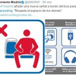 Tweet del Ayuntamiento de Madrid mostrando la nueva señal del Manspreading