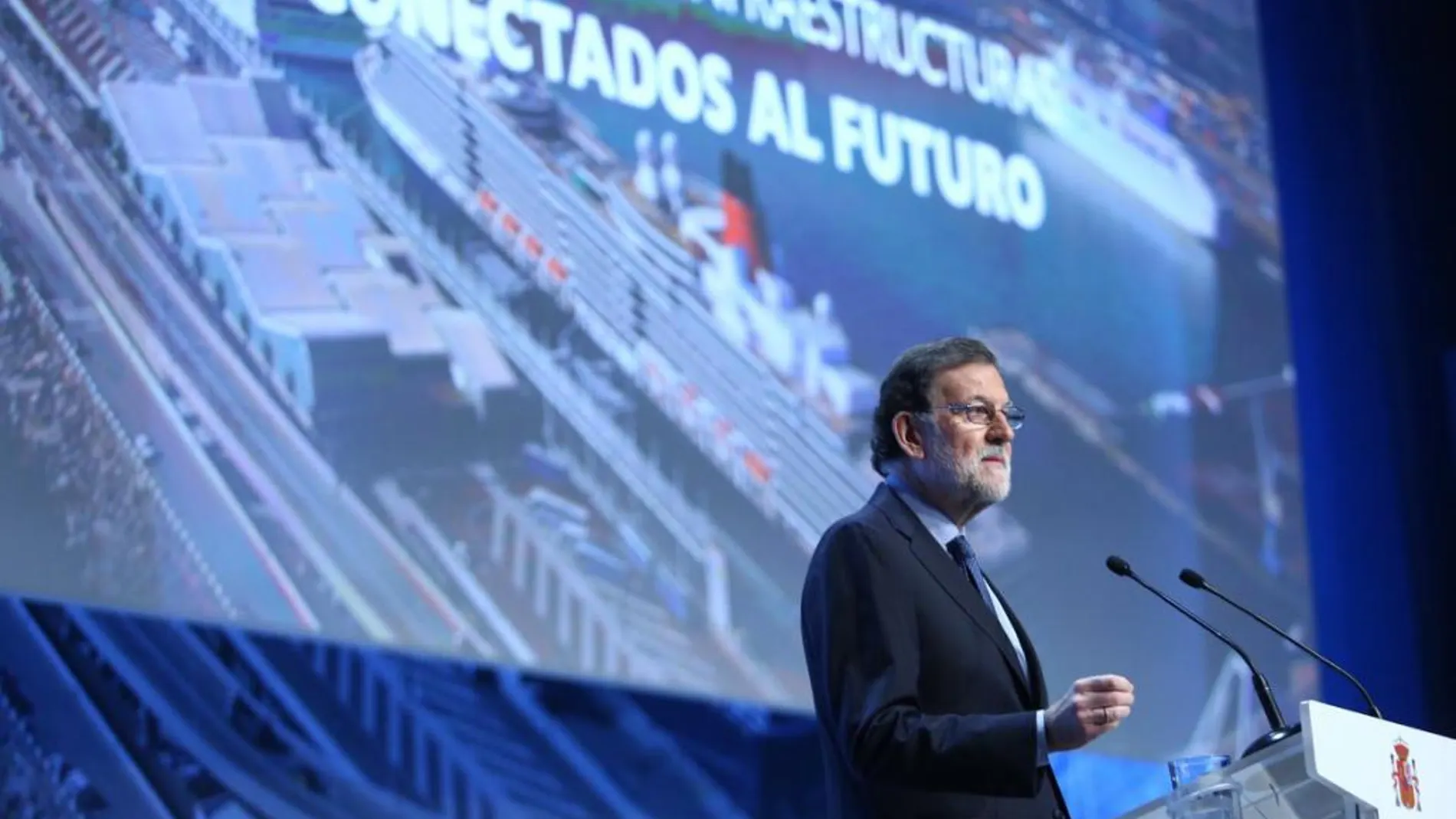 Mariano Rajoy, ayer, durante las jornadas «Conectados al futuro» que protagonizó en el Palau de Congressos de Cataluña