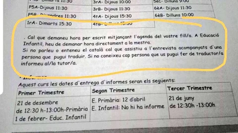 No, un colegio de Reus no pide a los padres castellanohablantes que acudan  con traductor de catalán a las reuniones