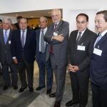 Vicente Boluda y Juan Roig ayer en Almería con el presidente de los empresarios andaluces y el líder de los empresarios murcianos