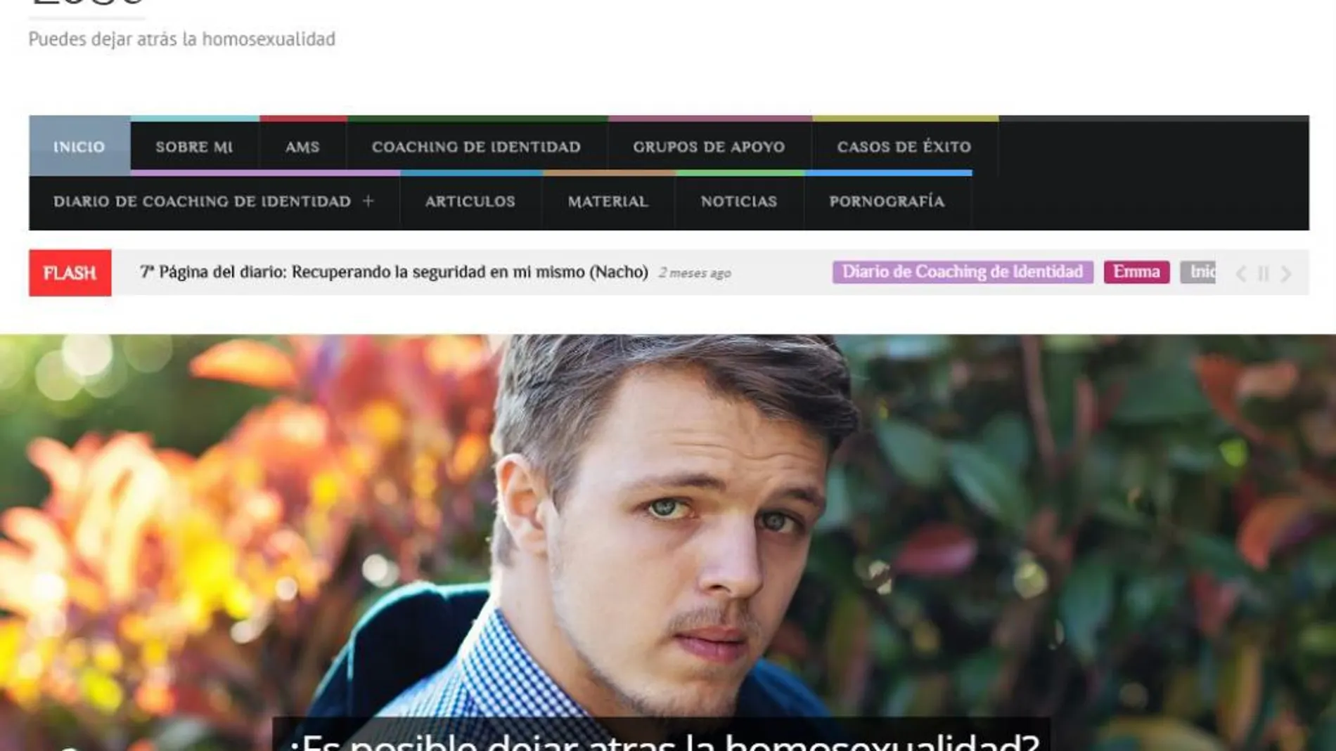 Página de inicio de la web que ofrece curar la homosexualidad