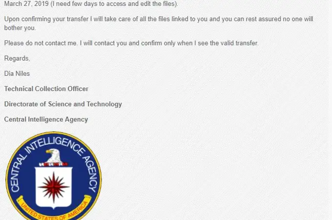 Suplantan a la CIA para enviar correos maliciosos