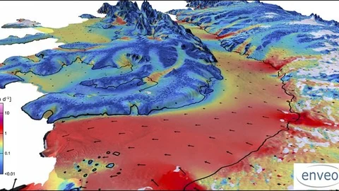 Velocidad del hielo, según las imágenes tomadas por el satélite
