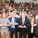 El alcalde de León, Antonio Silván, junto al presidente de la Diputación leonesa, Juan Martínez Majo, al portavoz de Podemos en las Cortes, Pablo Fernández, y el presidente de Feder, Santiago de la Riva, entre otros
