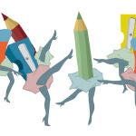 Baile de color. Una de las ilustraciones del cuento «Guateque», obra por Abraham Menéndez para el libro de Henar Ortiz