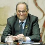 El president del Govern, Quim Torra, durante la reunión semanal de su gabinete / Efe
