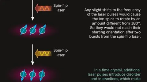 Esquema de la creación de un cristal de tiempo, según el estudio