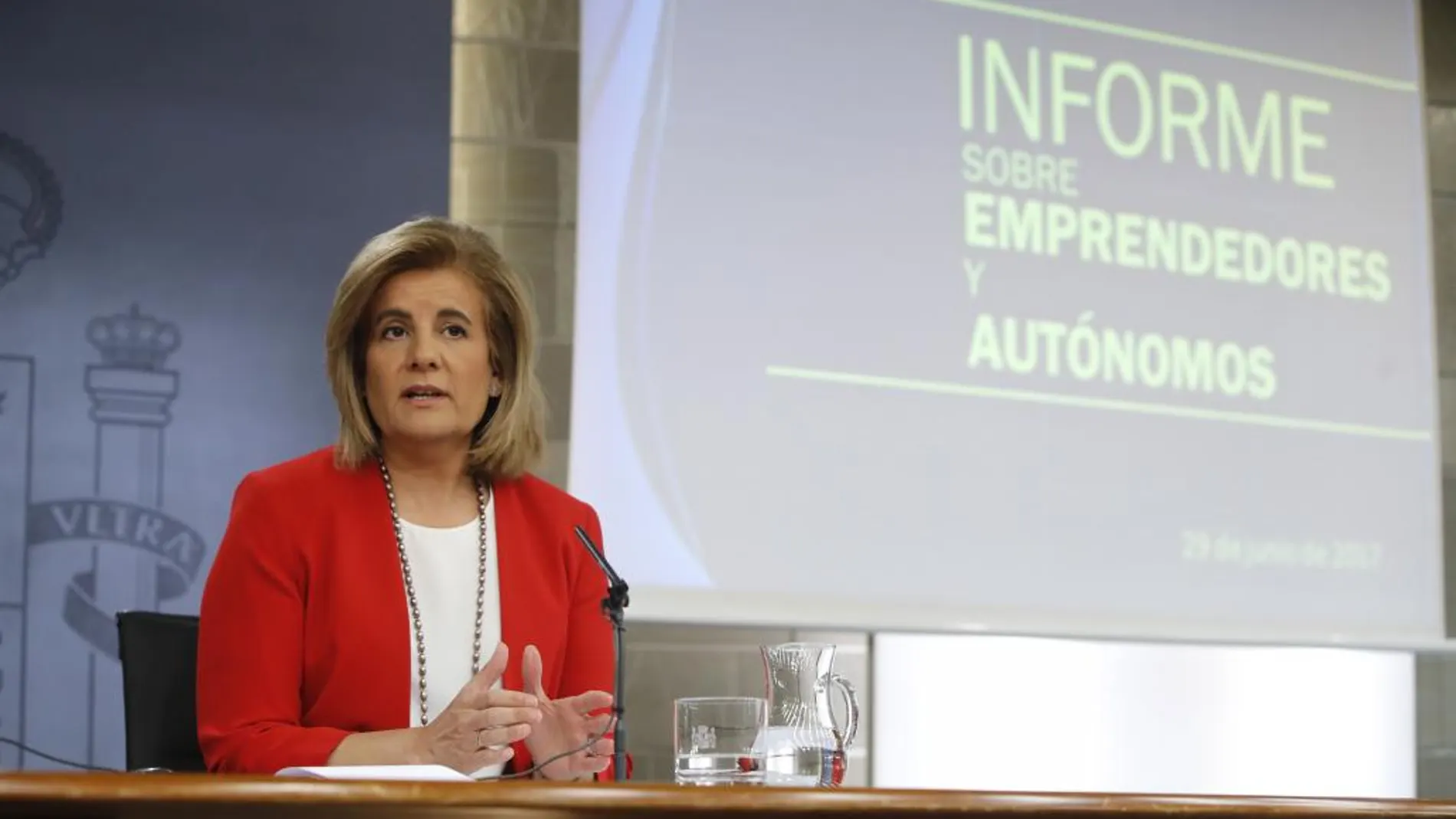 La ministra de Empleo, Fátima Báyez, durante la rueda de prensa posterior al Consejo de Ministros