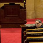 El presidente de la Generalitat, Quim Torra, durante la sesión de control en el Parlament. EFE/Quique García