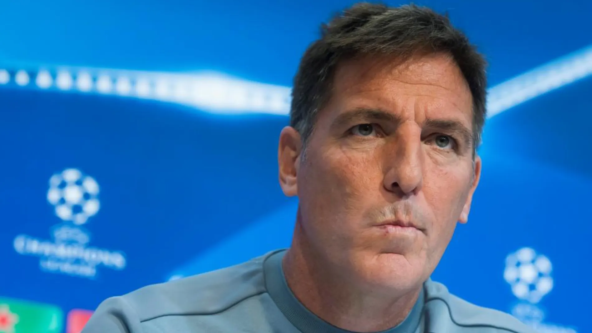 El entrenador del Sevilla FC, Eduardo Berizzo, durante la rueda de prensa de anoche