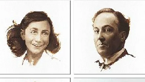 Una selección de algunos de los retratados por Lluís Ribas: Anna Frank, Antonio Machado, Frida Kahlo, Albert Einstein, todos ellos iconos del siglo XX
