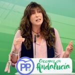 La secretaria general del PP andaluz, Dolores López, ayer, en la sede regional de su partido en Sevilla