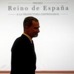 El Rey, durante el acto de entrega del premio Reino de España a la Trayectoria Empresarial al directivo catalán Mariano Puig, el pasado mes de febrero