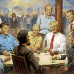 El cuadro «The Republican Club», con viejas glorias del partido y la presidencia de EE UU, cuelga en el despacho de Donald Trump