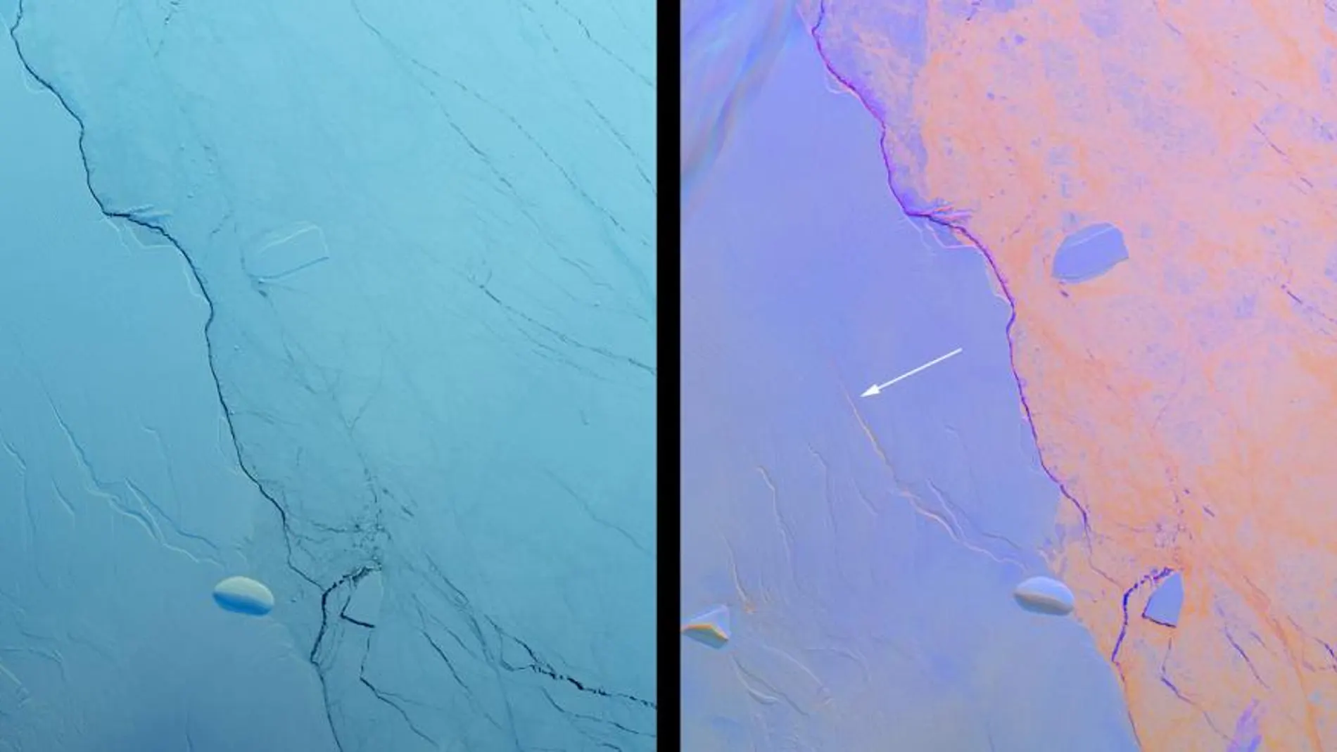 La grieta, tal y como ha sido fotografiada por la NASA