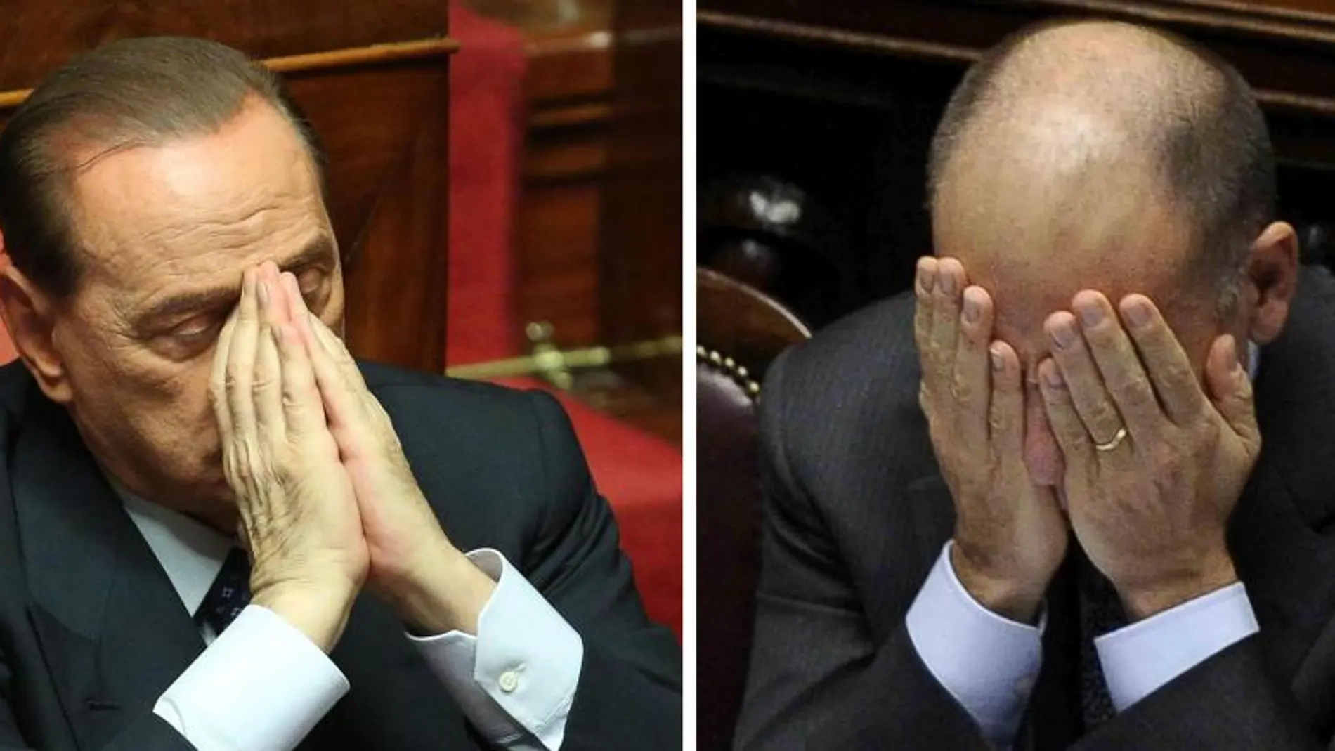 Silviio Berlusconi, a la izquierda, y Enrico Letta, a la derecha, durante la sesión del Senado italiano de hoy.