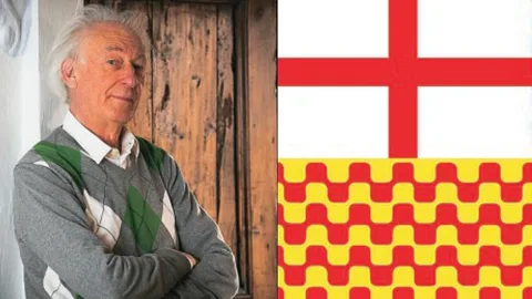 Boadella será investido mañana vía Skype presidente de Tabarnia (a la dcha., su bandera), una respuesta satírica a la pretensión de Puigdemont de ser elegido president a distancia