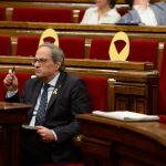 Torra intervino ayer en el Pleno de Política General en el Parlament de Cataluña tras los incidentes de los últimos días