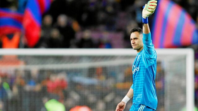 Keylor Navas, en su despedida del Camp Nou en el encuentro de ida