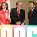 La directora general de Innovación, Pilar García; el consejero de Educación, Fernando Rey, y el director de RTVCyL, Eduardo Álvarez, presentan el concurso escolar