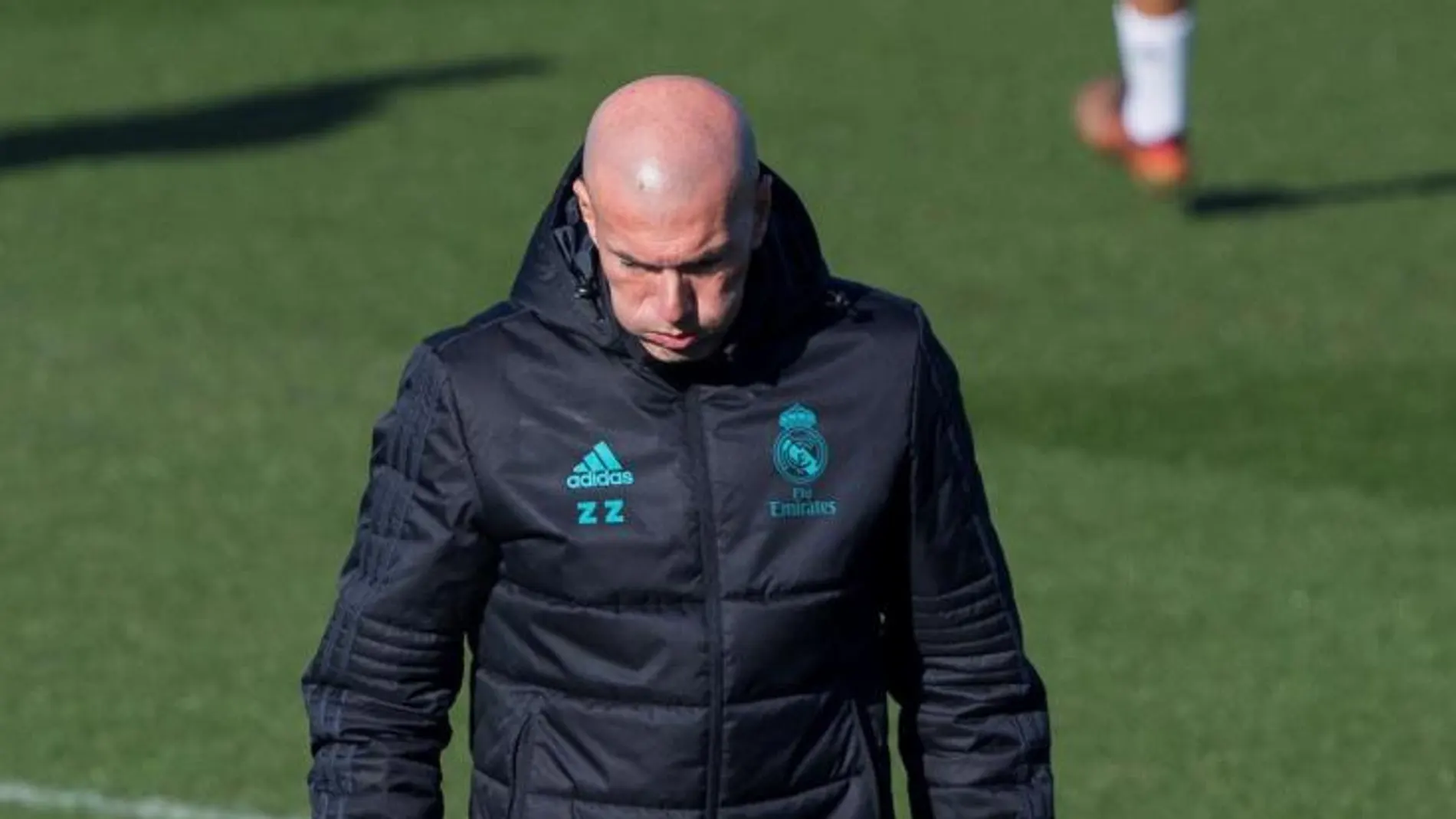 Zinedine Zidane, en el entrenamiento de ayer del Madrid