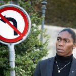 La atleta sudafricana Caster Semenya en febrero durante su reunión con el TAD.