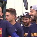El Barça celebra el doblete con una rúa por las calles de Barcelona