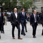 Los exmiembros del Govern (de izda. a dcha.) Joaquín Forn, Raül Romeva, Jordi Turull y Josep Rull