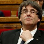 Carles Puigdemont, hoy, en el Parlamento de Cataluña.