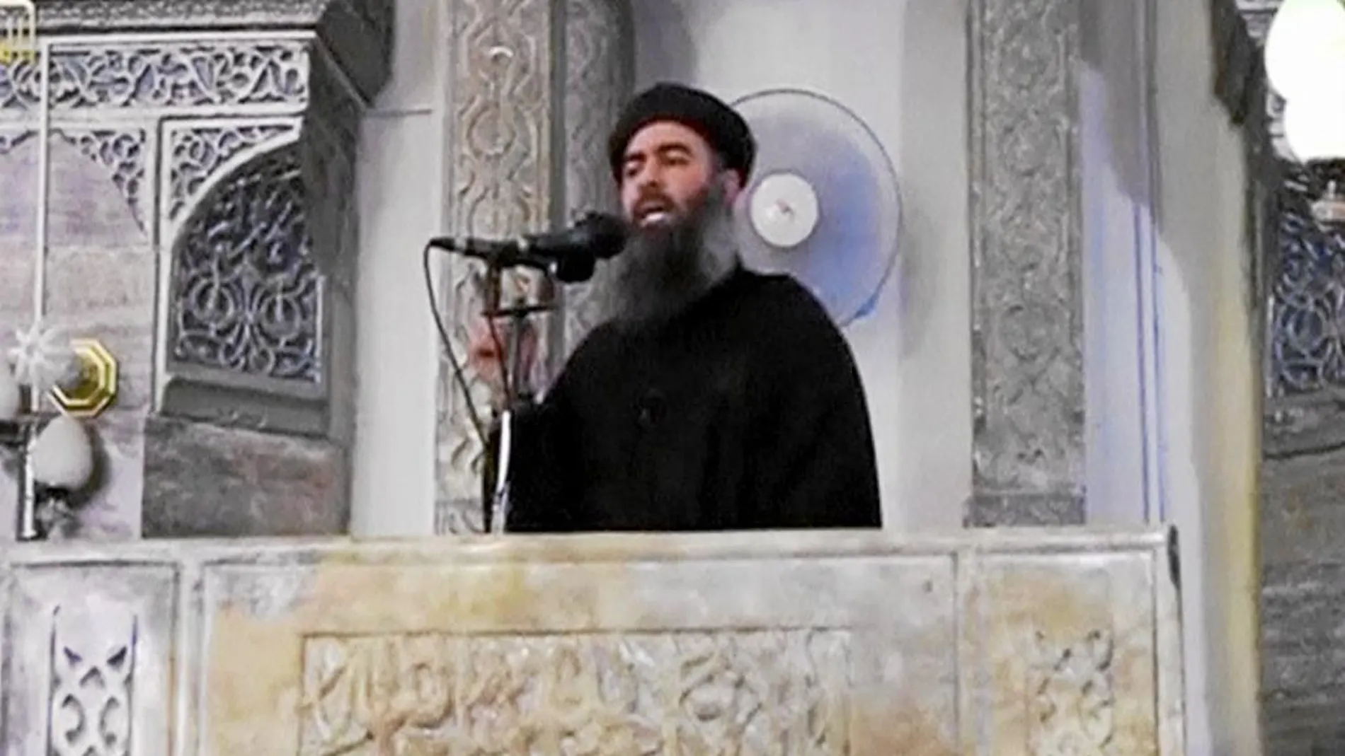 Imagen de la primera y prácticamente última aparición pública del líder yihadista del Estado Islámico en Mosul