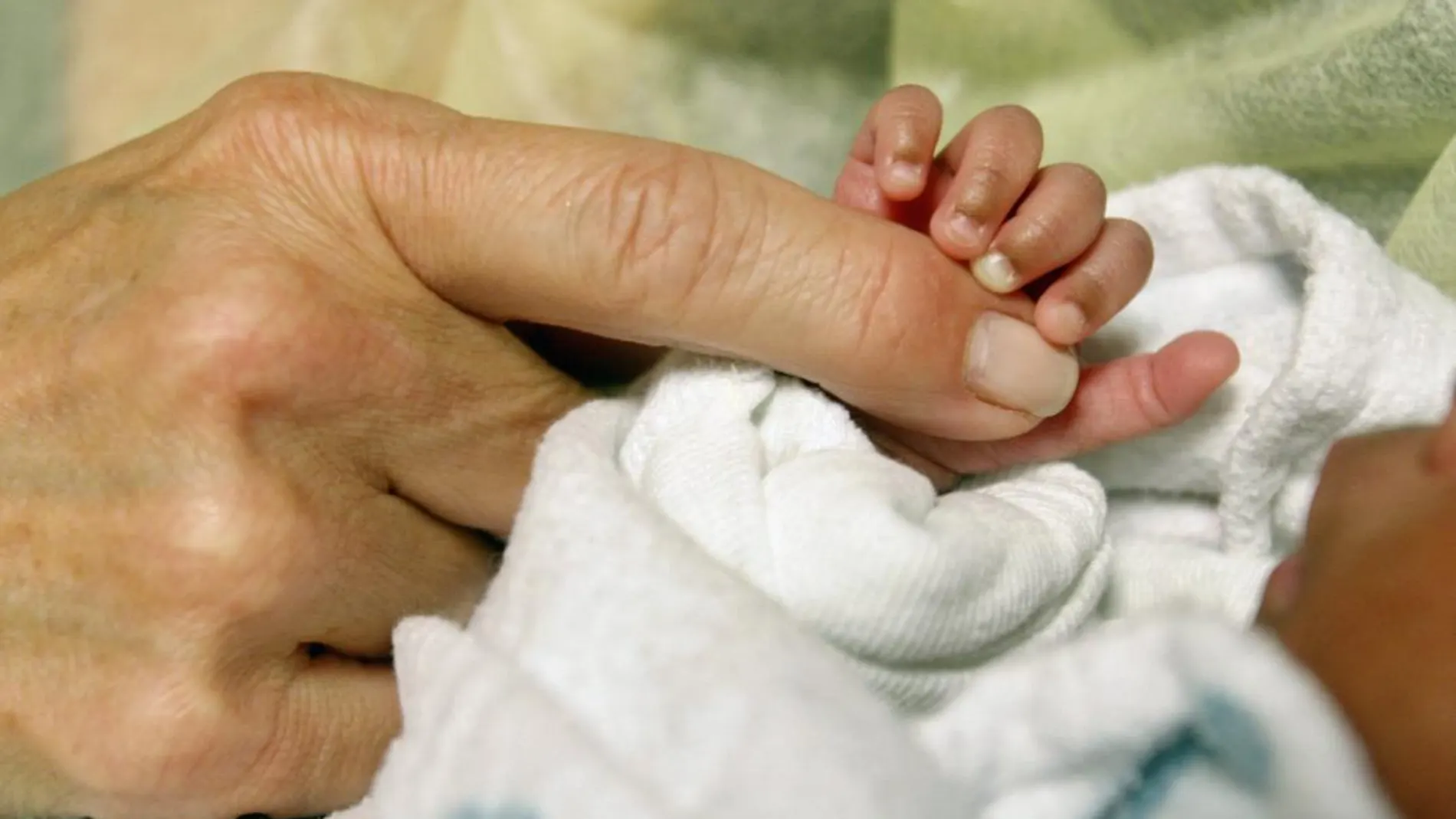 Las manos de un bebé prematuro y su madre en el hospital / AP
