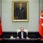 El presidente turco, Recep Tayyip Erdogan, en el palacio presidencial