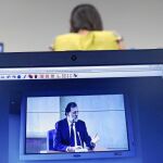 El ex presidente del Gobierno, Mariano Rajoy, durante su intervención en el juicio sobre el «caso Gürtel» en la Audiencia Nacional