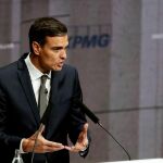 El presidente del Gobierno, Pedro Sanchez, durante la clausura del Congreso Nacional de la Empresa Familiar, celebrado en Valencia. EFE/ Kai Forsterling