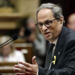 El ya presidente de la Generalitat por JxCat, Quim Torra, durante una de sus intervenciones ante el pleno del Parlament. EFE/Andreu Dalmau