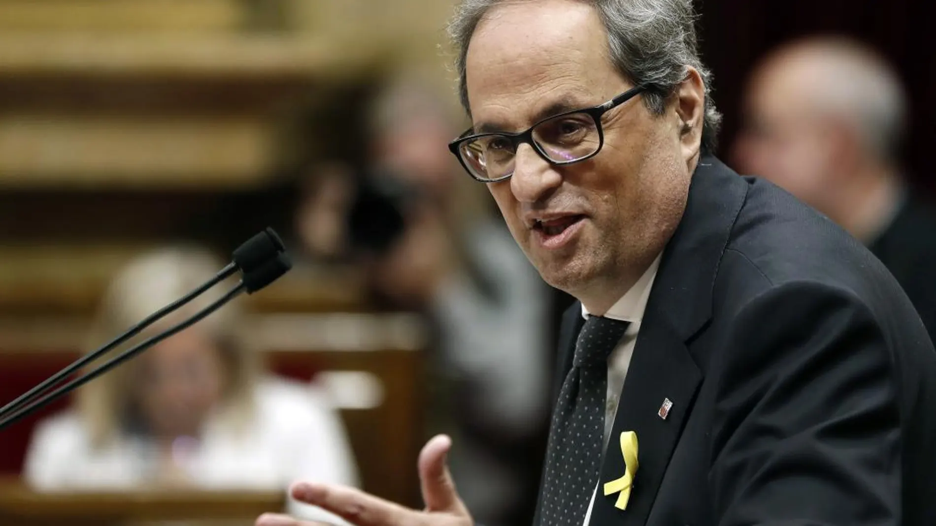 El ya presidente de la Generalitat por JxCat, Quim Torra, durante una de sus intervenciones ante el pleno del Parlament. EFE/Andreu Dalmau