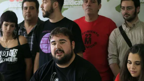 El secretario general del SAT, Óscar Reina, en un acto del sindicato