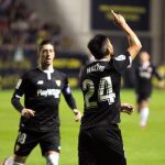 El delantero del Sevilla FC Nolito celebra su gol