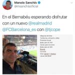 El tuit de Manolo Sanchís.