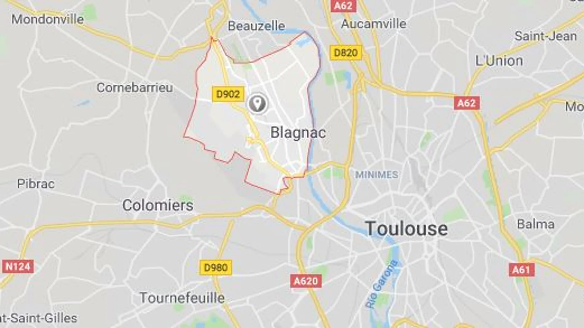 Blagnac se encuentra al oeste de Toulouse