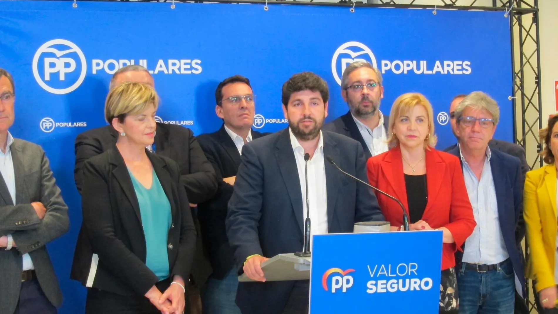 Fernando López Miras en su comparecencia tras los resultados electorales. LA RAZÓN