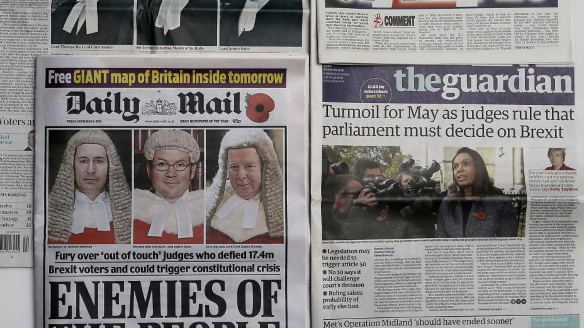 Portadas de los periódicos británicos