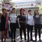 Cinco activistas de Femen, a su llegada al Juzgado de lo Penal número 19 de Madrid